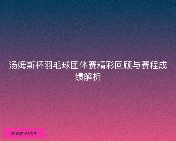 汤姆斯杯羽毛球团体赛精彩回顾与赛程成绩解析